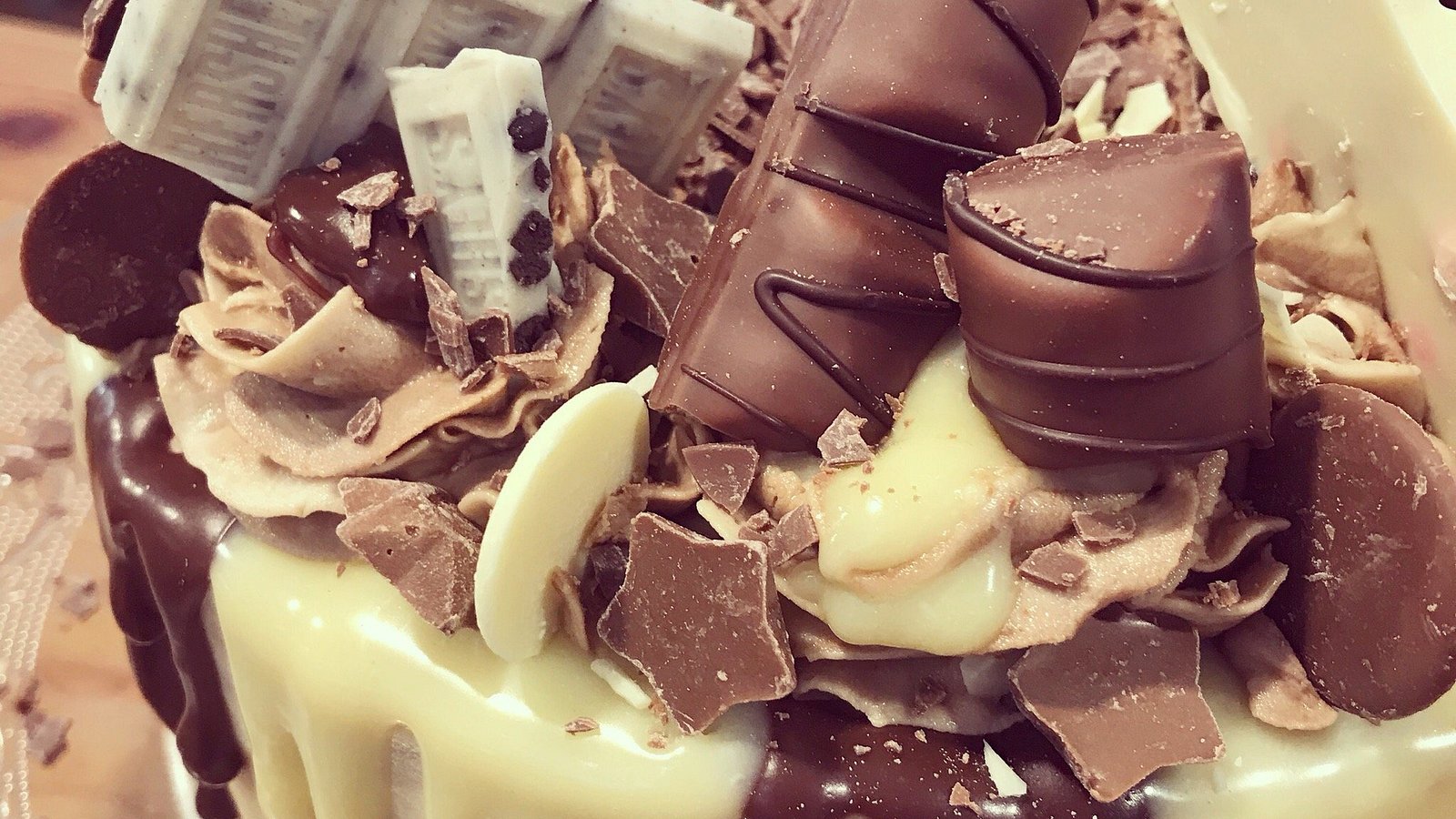 An indulgent chocolate-topped homemade dessert from Finley Browns Cafe